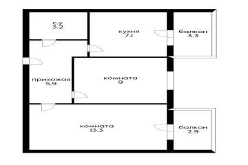 Фото №2: 2-комнатная квартира 38 м² - Новая Адыгея, мкр. жилой комплекс Дарград, ул. Тургеневское шоссе, 33/2к25