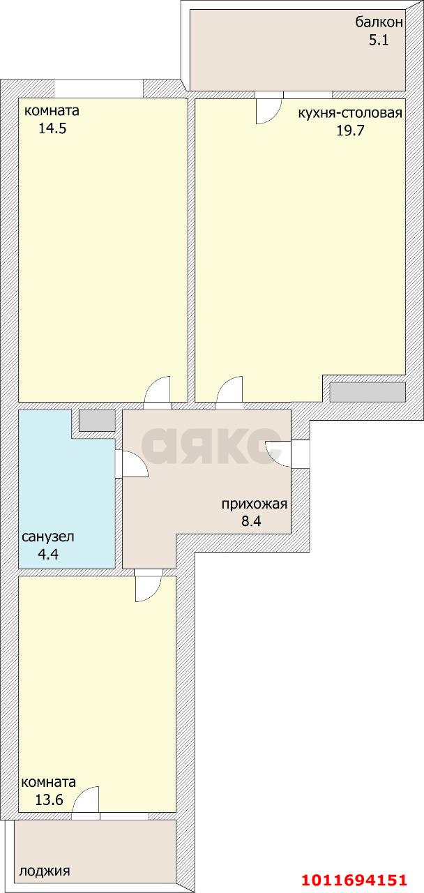 Фото №1: 2-комнатная квартира 64 м² - Краснодар, жилой комплекс Дыхание, ул. Лётчика Позднякова, 2к22