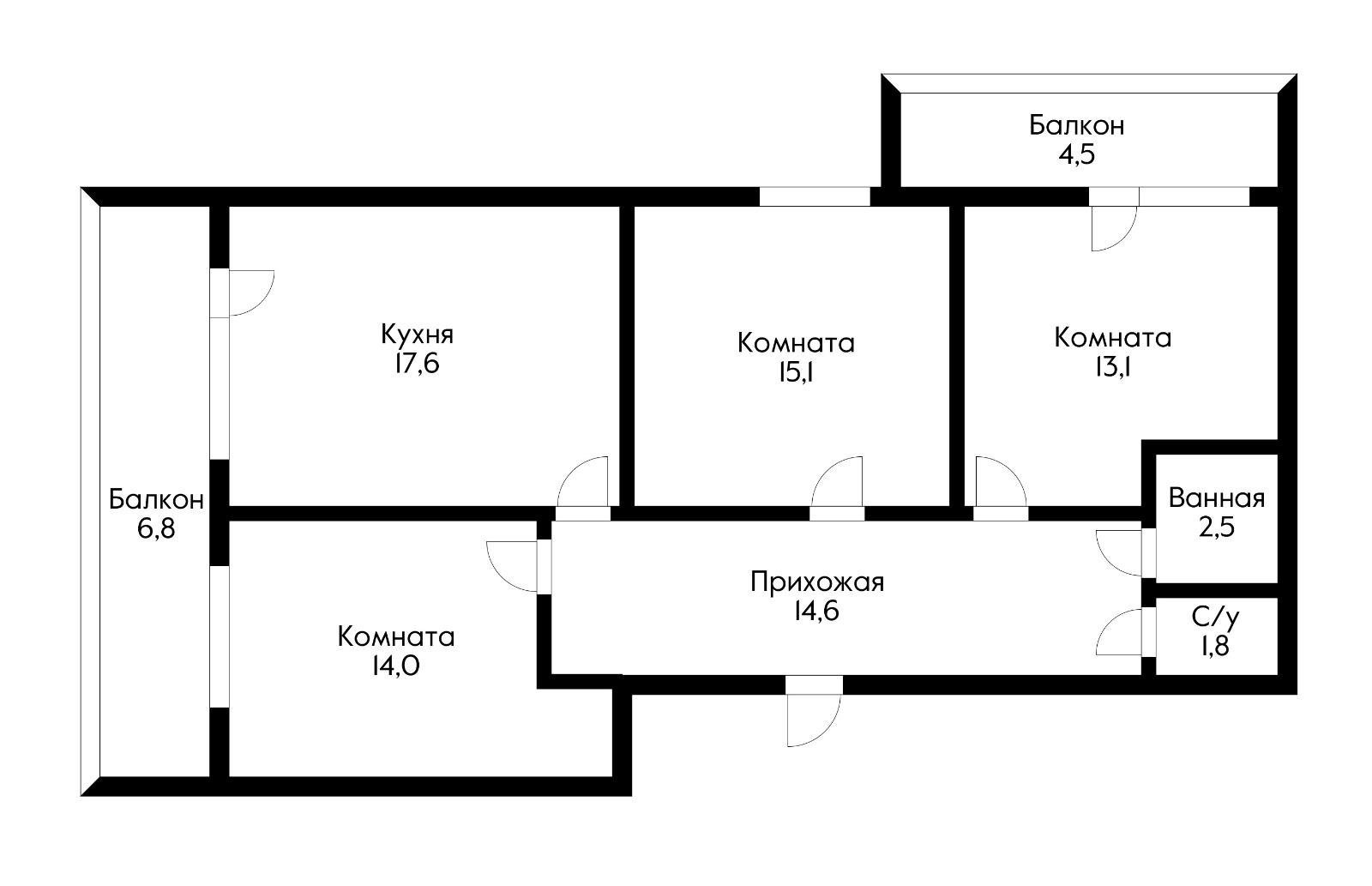 Фото №15: 3-комнатная квартира 78 м² - Российский, мкр. Прикубанский внутригородской округ, ул. Тверская, 11