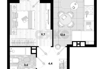 Фото №5: 1-комнатная квартира 34 м² - Краснодар, мкр. жилой комплекс Самолёт-2, ул. Западный Обход, 57