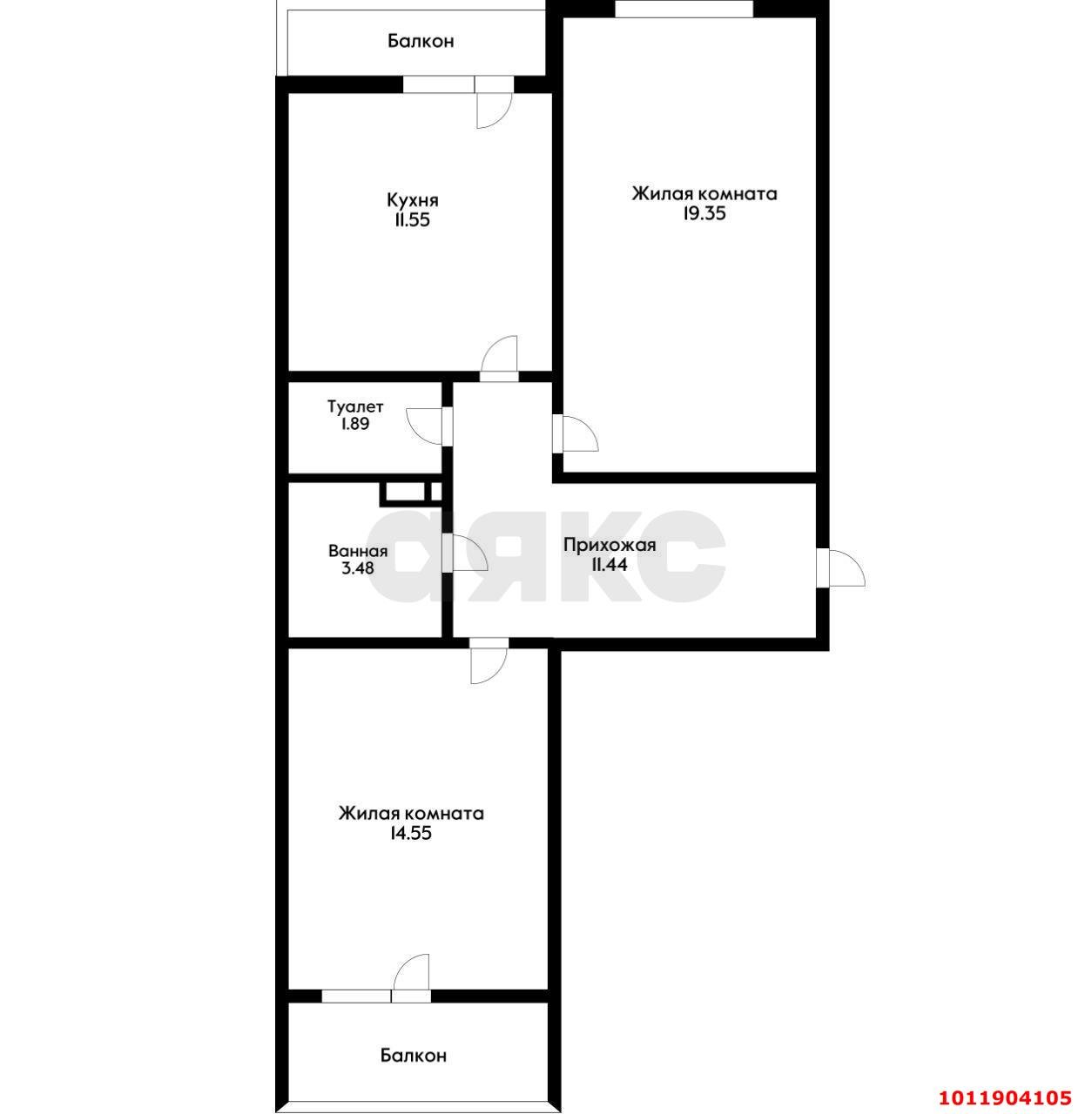 Фото №3: 2-комнатная квартира 66 м² - Краснодар, жилой комплекс Выше, ул. Евгении Жигуленко, 25к2