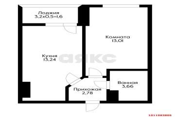 Фото №5: 1-комнатная квартира 34 м² - Краснодар, мкр. имени Петра Метальникова, ул. Петра Метальникова, 36