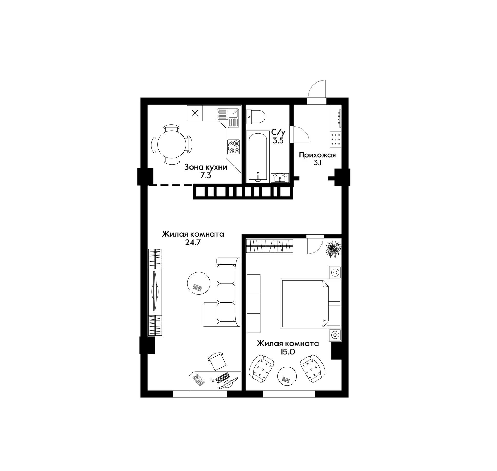 Фото №24: Апартаменты 53 м² - Краснодар, Карасунский внутригородской округ, Хлопчато-бумажный Комбинат, мкр. жилой комплекс Гранд Пэлэс, ул. Уральская, 75/6