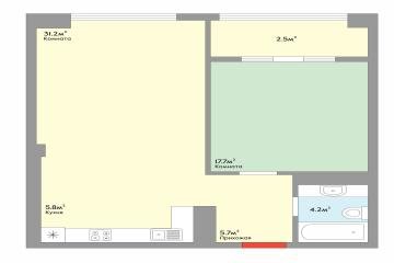 Фото №2: 2-комнатная квартира 68 м² - Краснодар, мкр. Завод Измерительных Приборов, ул. Московская