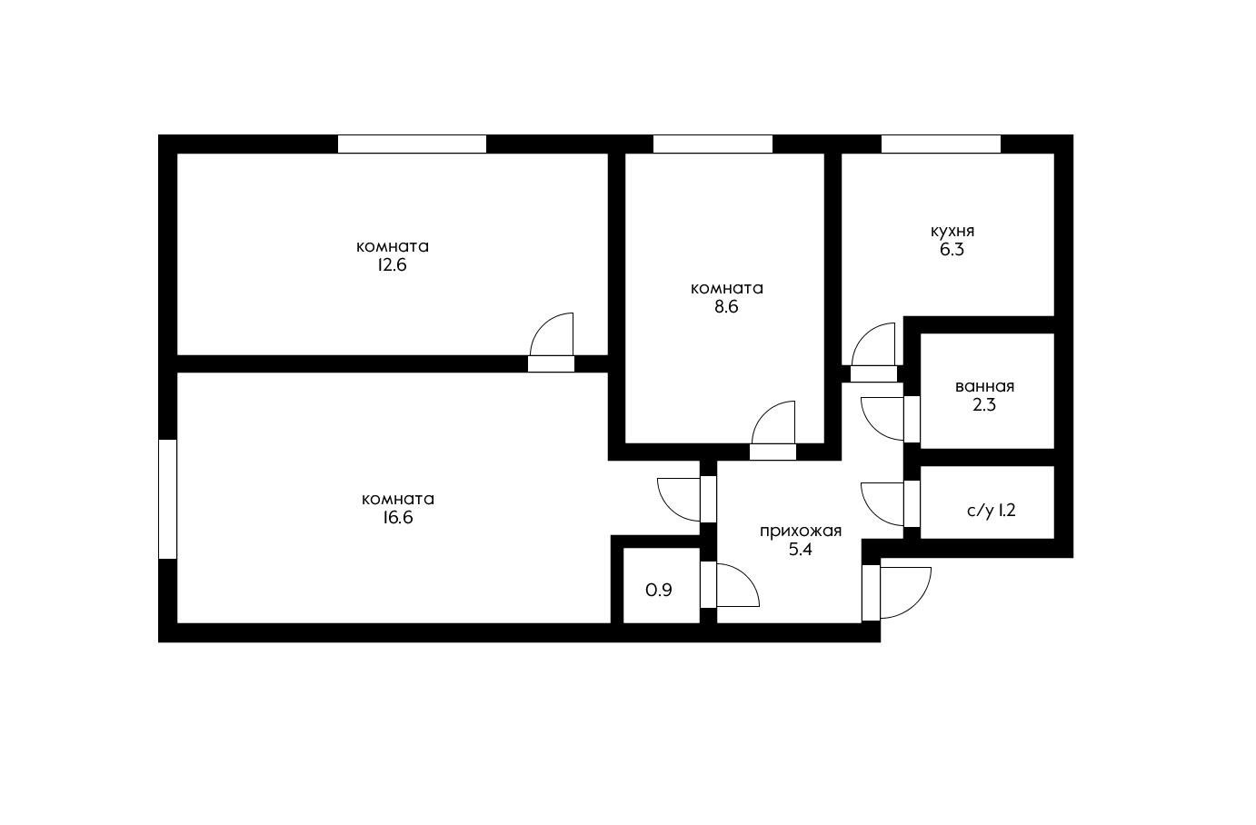 Фото №14: 3-комнатная квартира 53 м² - Яблоновский, ул. Карла Маркса, 14/1