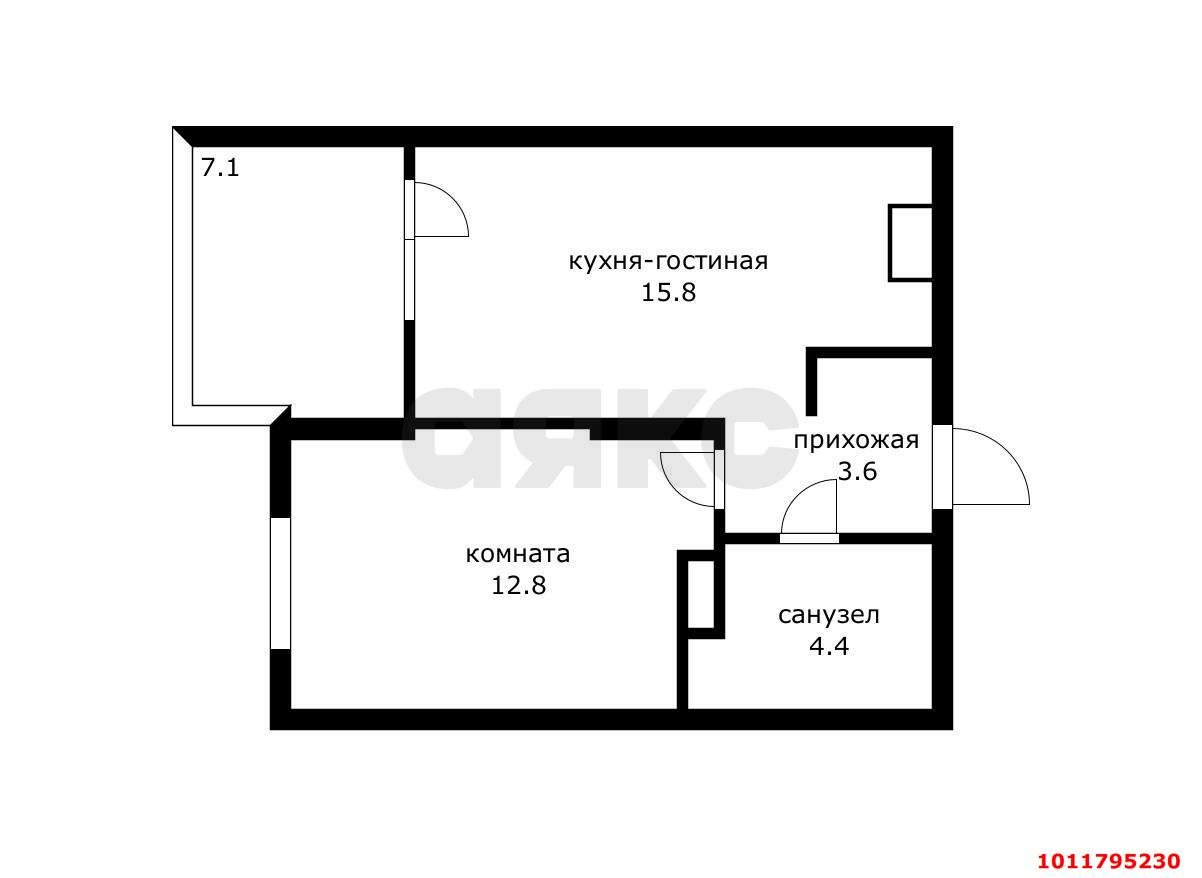 Фото №8: 1-комнатная квартира <span class="whitespace-nowrap">43 м²</span>, <span class="whitespace-nowrap">8/24 эт.</span> - Краснодар, Прикубанский внутригородской округ, квартал Доброта, мкр. Любимово, 16
