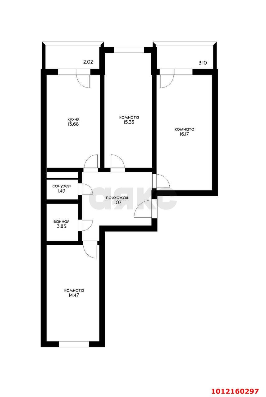 Фото №9: 3-комнатная квартира 83 м² - Краснодар, Гидростроителей, ул. Снесарева, 17/1к1