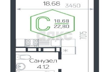 Фото №3: Студия 22 м² - Краснодар, мкр. Черёмушки, ул. Обрывная, 132/1
