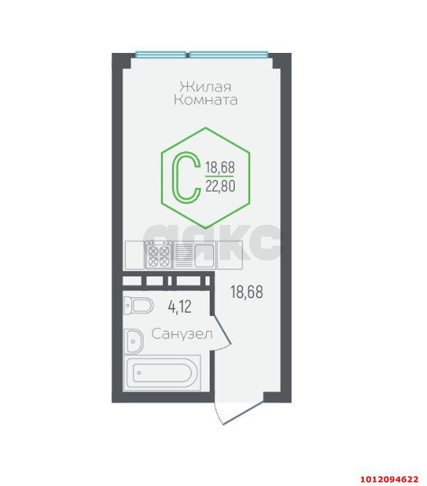 Фото №2: Студия 22 м² - Краснодар, Черёмушки, ул. Обрывная, 132/1к2