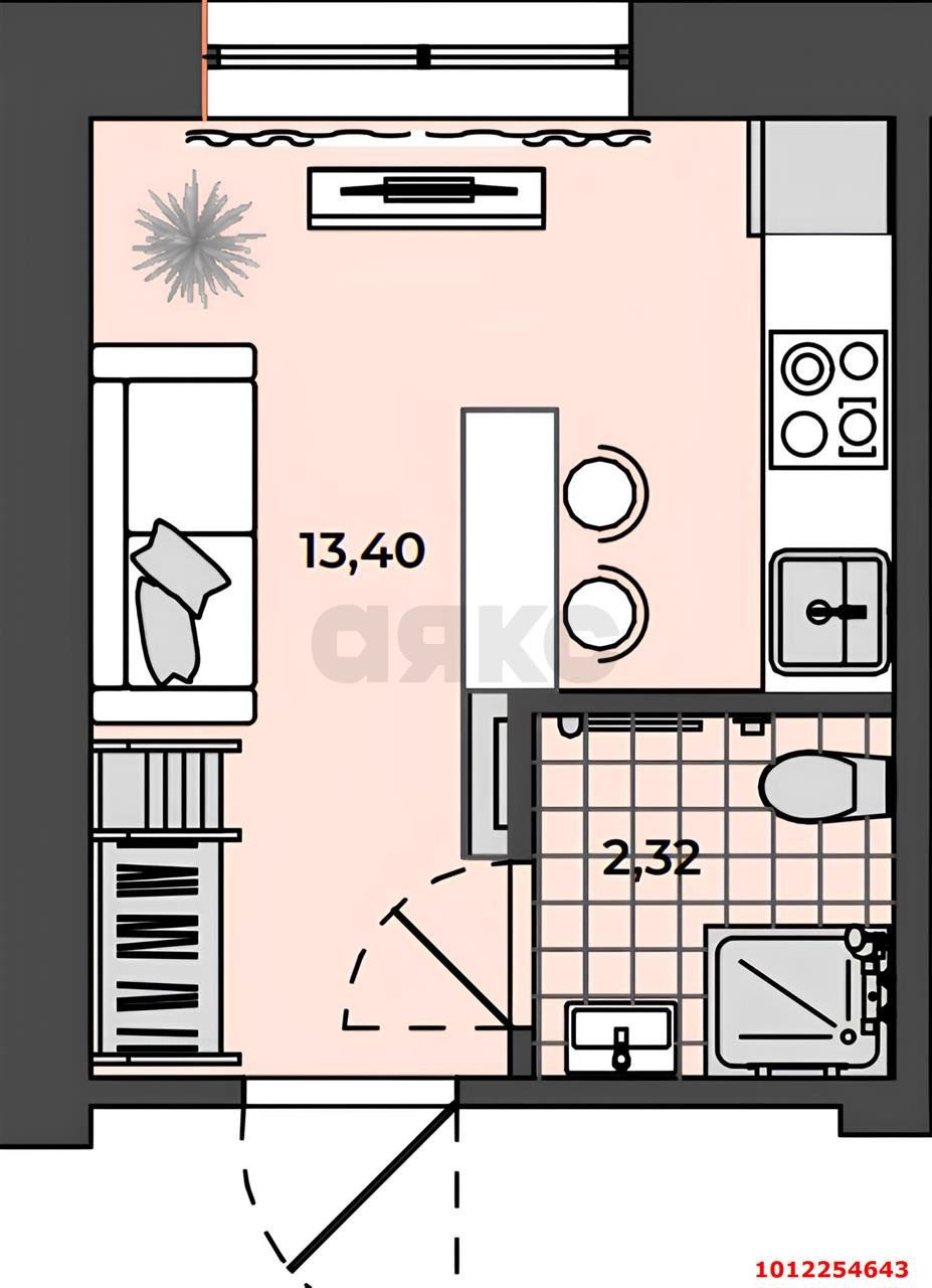 Фото №6: Студия 13 м² - Яблоновский, ул. Связи, 9