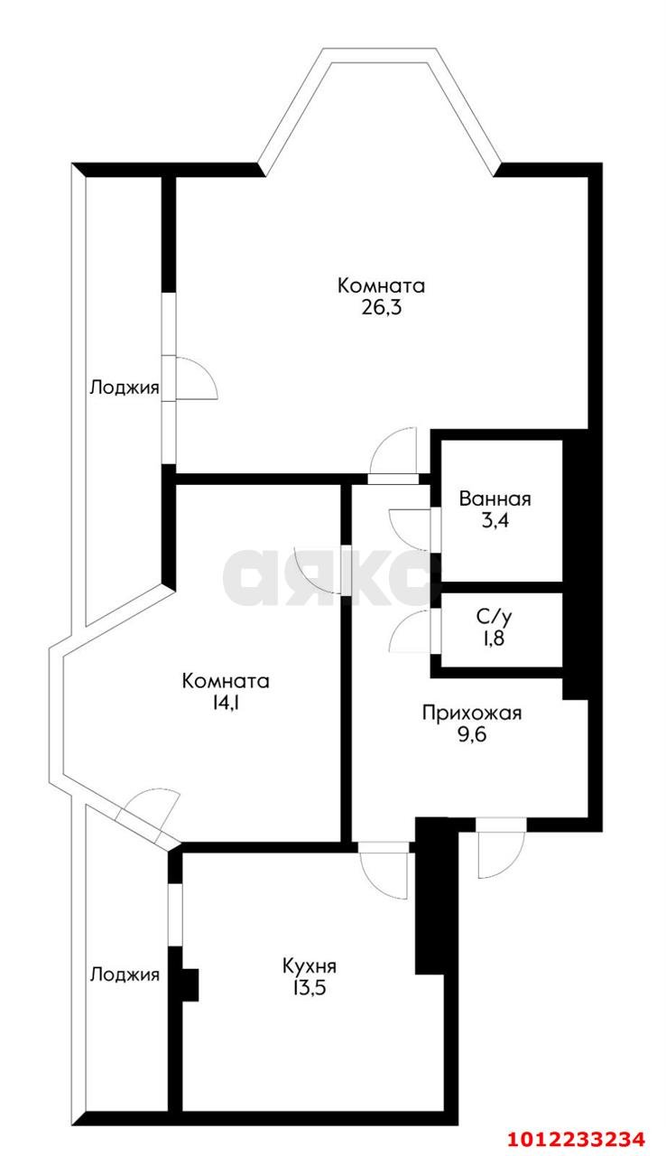 Фото №12: 2-комнатная квартира 78 м² - Краснодар, Прикубанский внутригородской округ, мкр. Немецкая Деревня, пр-кт Гёте, 2