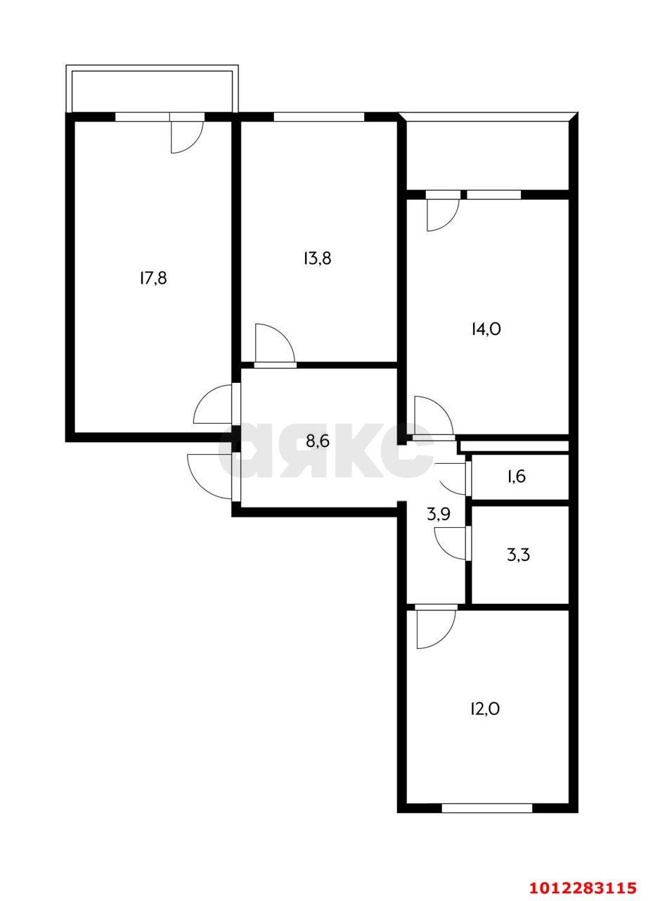 Фото №12: 3-комнатная квартира 82 м² - Краснодар, Молодёжный, ул. Душистая, 63
