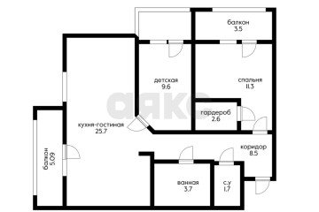 Фото №1: 3-комнатная квартира 64 м² - Краснодар, мкр. Солнечный, ул. Казбекская, 14