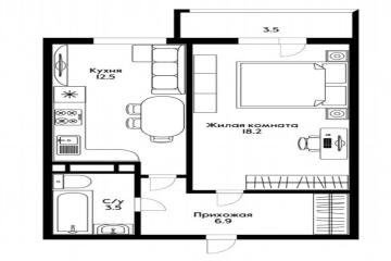 Фото №1: 1-комнатная квартира 44 м² - Краснодар, мкр. Отделение № 1 совхоза Солнечный, ул. Ковалёва, 5/1