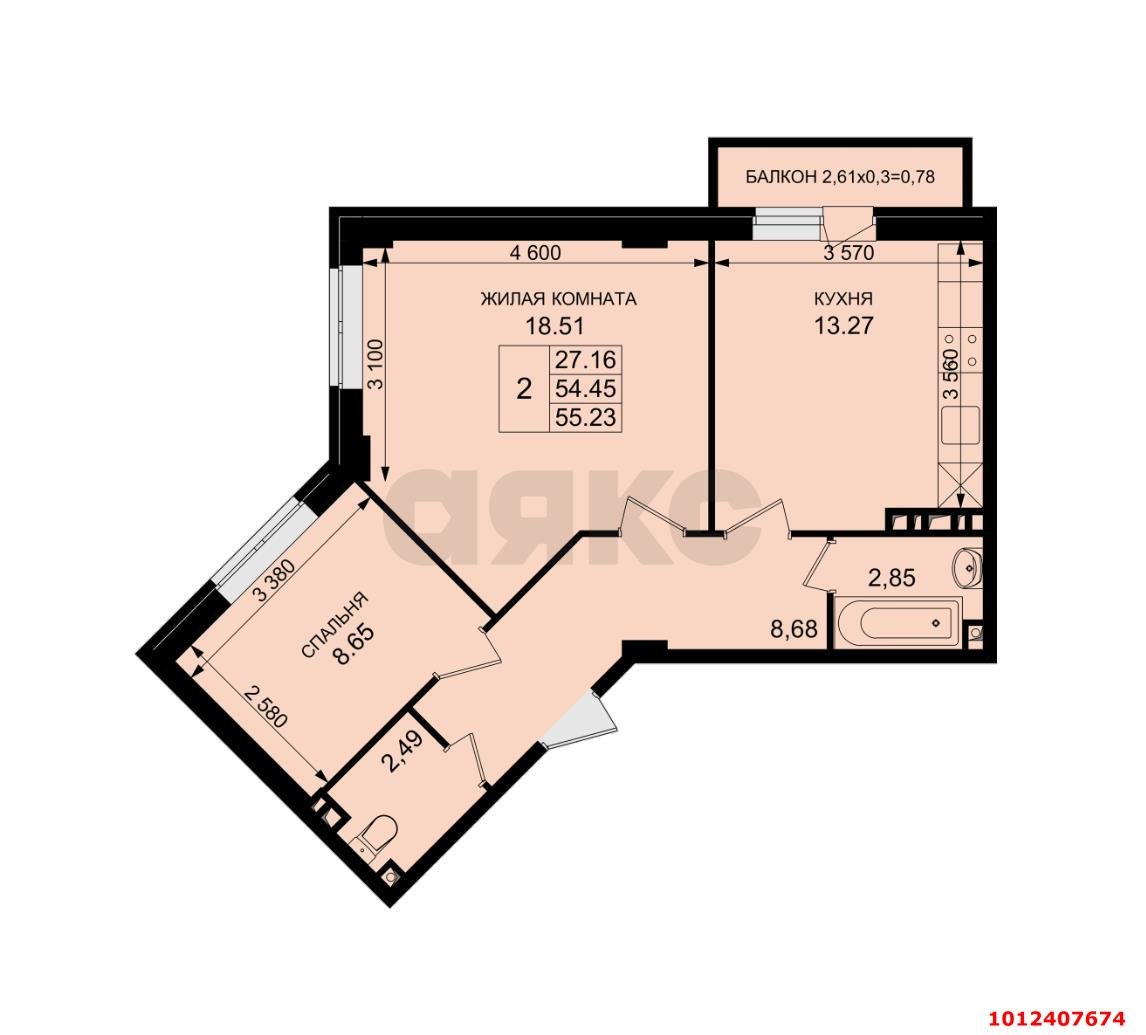 Фото №4: 2-комнатная квартира 57 м² - Южный, жилой комплекс История, ул. Казачья, 2к1