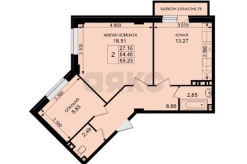 Фото №3: 2-комнатная квартира 54 м² - Южный, мкр. жилой комплекс История, ул. Казачья, 2к1