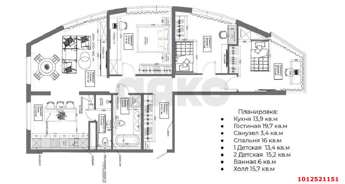 Фото №11: 3-комнатная квартира 100 м² - Краснодар, жилой комплекс Маршал, ул. Гаражная, 87