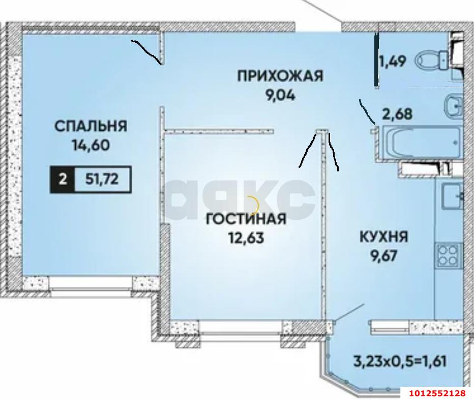 Фото №2: 2-комнатная квартира 53 м² - Краснодар, Достояние, ул. Григория Булгакова, 8к1
