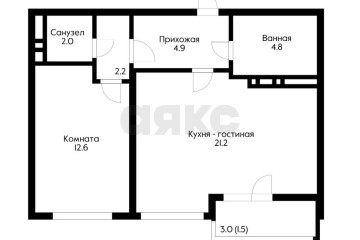 Фото №3: 2-комнатная квартира 47 м² - Краснодар, мкр. жилой комплекс Нeo-квартал Красная Площадь, ул. им. Мурата Ахеджака, 12
