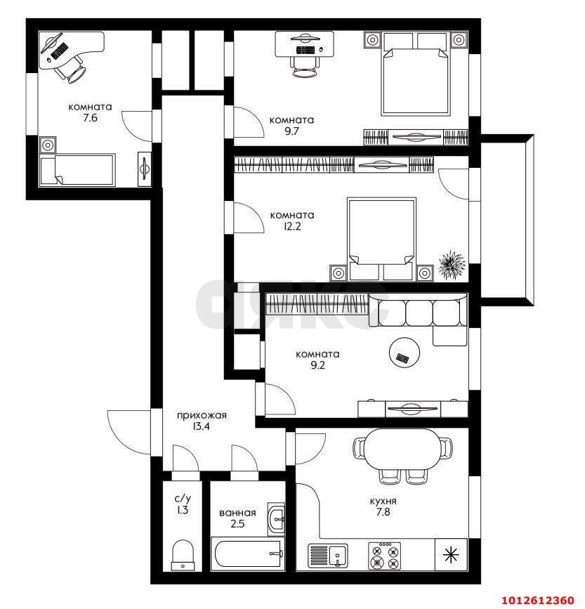 Фото №5: 4-комнатная квартира 65 м² - Краснодар, Покровка, ул. Северная, 493