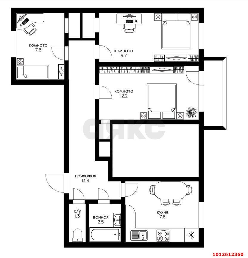 Фото №4: 4-комнатная квартира 65 м² - Краснодар, Покровка, ул. Северная, 493