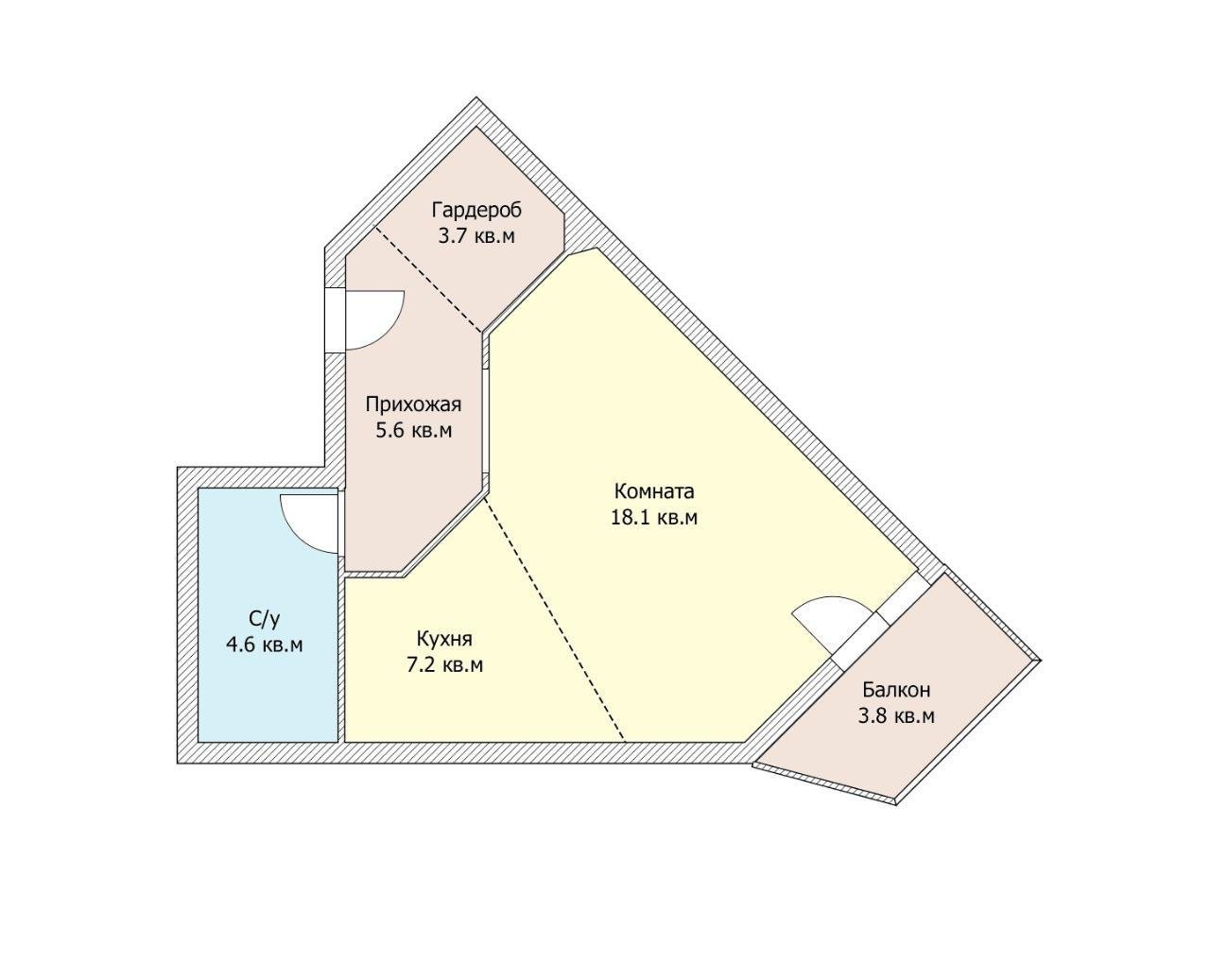 Фото №13: 1-комнатная квартира 43 м² - Краснодар, ЖК Зелёный Квартал, Карасунский внутригородской округ, Центральный внутригородской округ, Черёмушки, мкр. жилой комплекс Зелёный квартал, ул. Селезнёва, 4/10