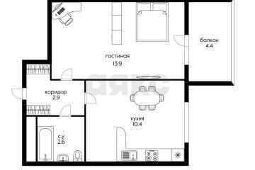 Фото №2: 1-комнатная квартира 34 м² - Сукко, ул. Мирная, 9к1