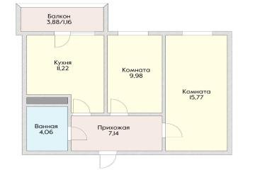 Фото №2: 2-комнатная квартира 55 м² - Краснодар, мкр. жилой комплекс Россинский Парк, ул. Командорская, 15