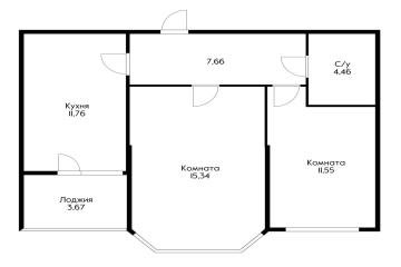 Фото №3: 2-комнатная квартира 58 м² - Краснодар, мкр. Славянский, ул. Красных Партизан, 1/4к15