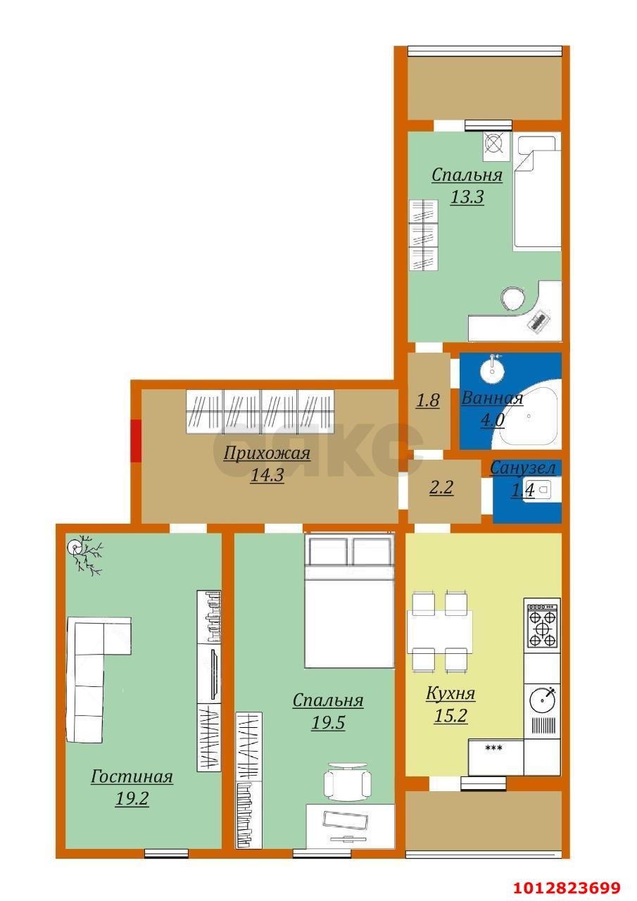 Фото №5: 3-комнатная квартира 103 м² - Краснодар, Репино, пр-д Репина, 40