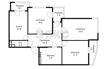 Фото №1: 3-комнатная квартира 107 м² - Краснодар, мкр. жилой комплекс Достоевский, ул. Достоевского, 84/1