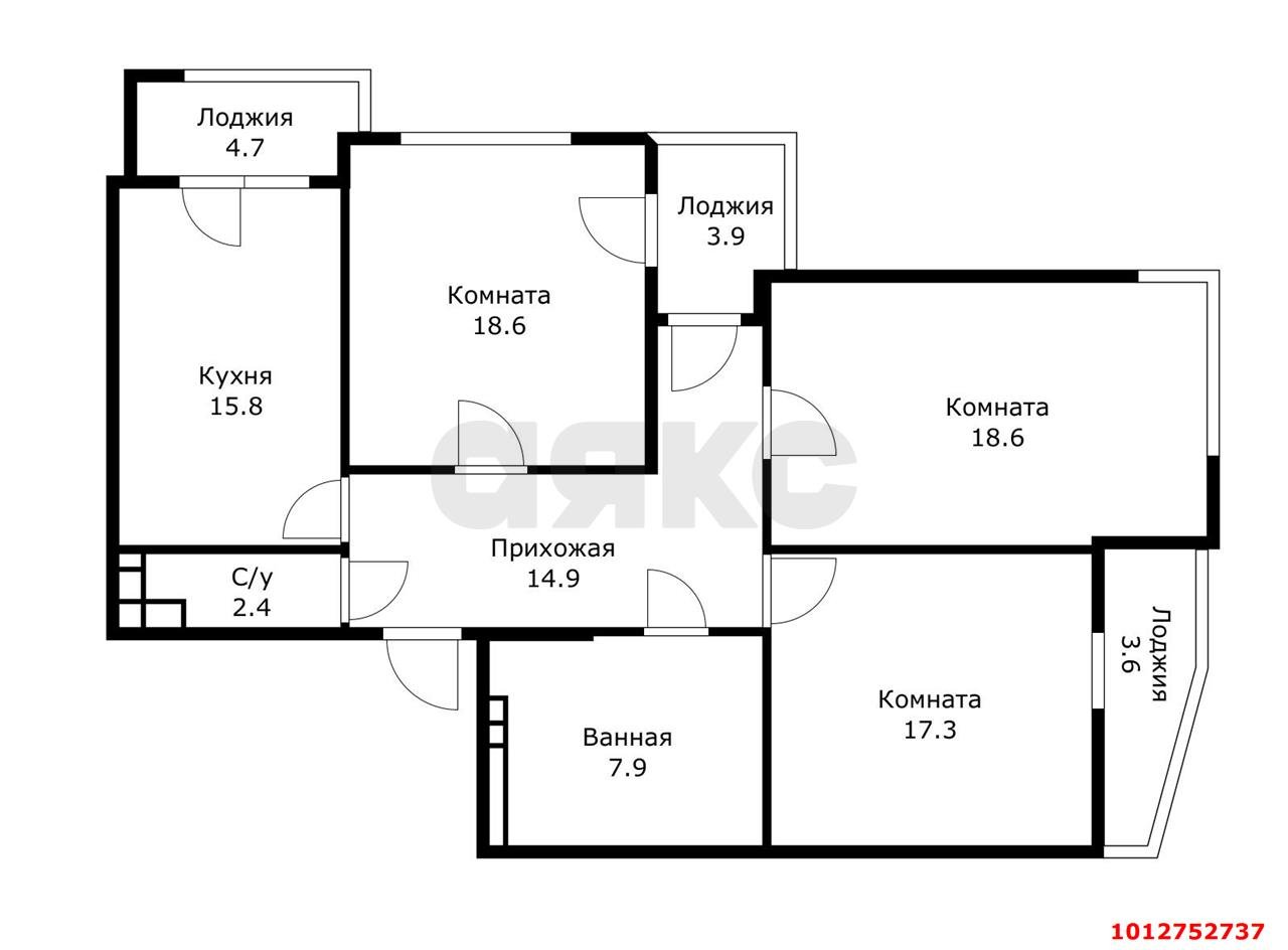 Фото №1: 3-комнатная квартира 107 м² - Краснодар, жилой комплекс Достоевский, ул. Достоевского, 84/1