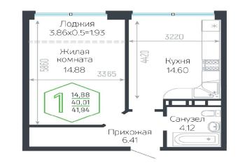 Фото №2: 1-комнатная квартира 43 м² - Краснодар, мкр. Черёмушки, ул. Обрывная, 132/1к10