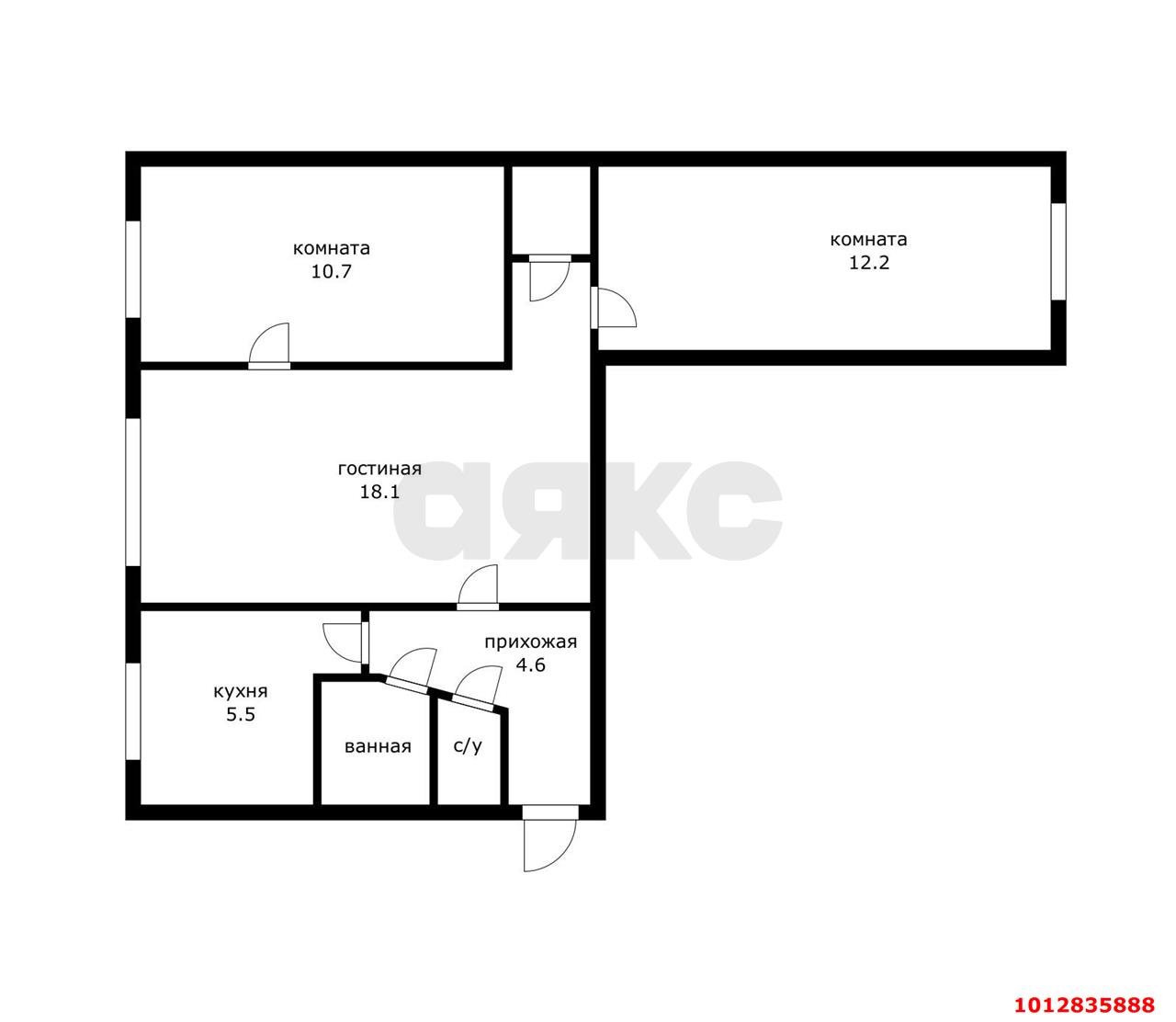 Фото №8: 3-комнатная квартира 55 м² - Краснодар, Центральный внутригородской округ, мкр. Центральный, ул. Ленина, 88/1