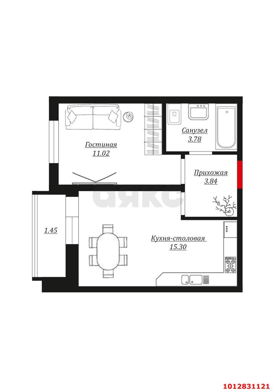 Фото №11: 1-комнатная квартира 35 м² - Краснодар, ЖК Урал, Карасунский внутригородской округ, Камвольно-суконный Комбинат, мкр. жилой комплекс Ural, ул. Уральская, 87/7