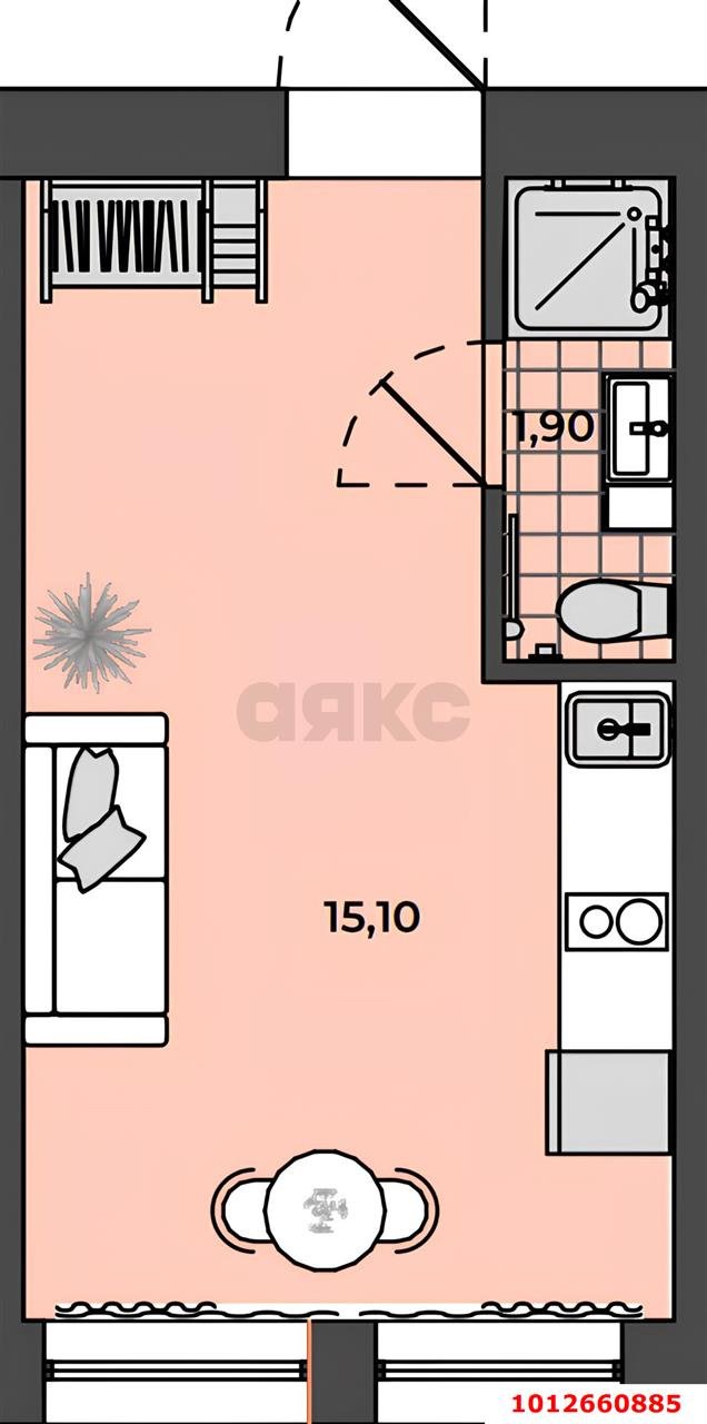 Фото №1: Студия 17 м² - Яблоновский, ул. Связи, 9