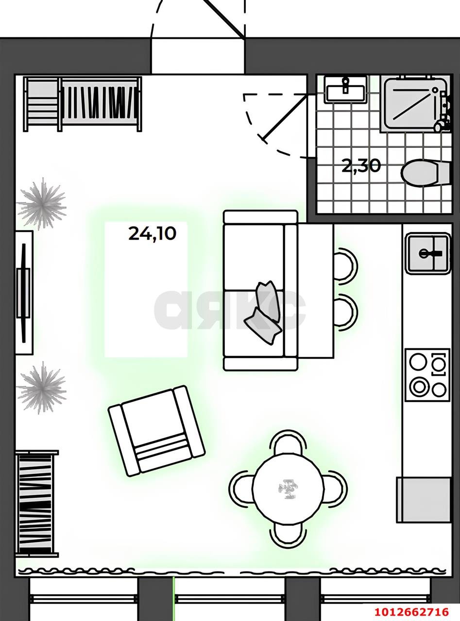 Фото №1: Студия 26 м² - Яблоновский, ул. Связи, 9