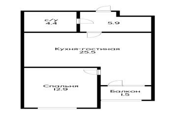 Фото №2: 1-комнатная квартира 50 м² - Краснодар, ж/р Новознаменский, ул. Войсковая, 4к6
