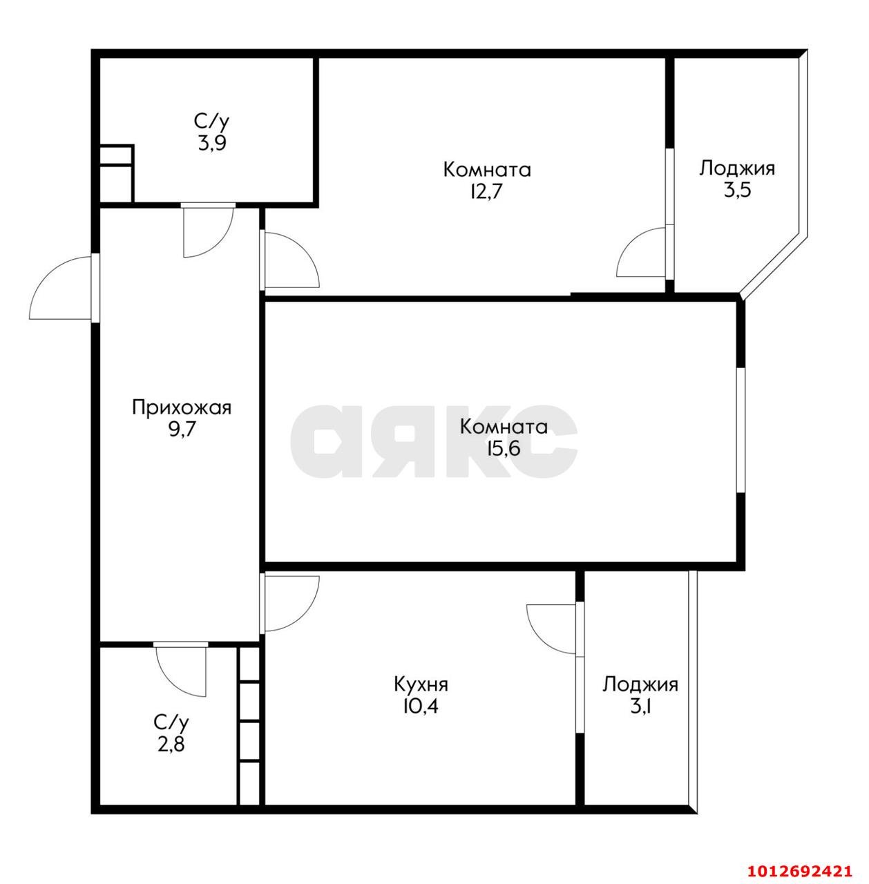 Фото №2: 2-комнатная квартира 60 м² - Краснодар, жилой комплекс Сказка Град, мкр. Карасунский внутригородской округ, ул. имени В.Н. Мачуги, 166Ак2