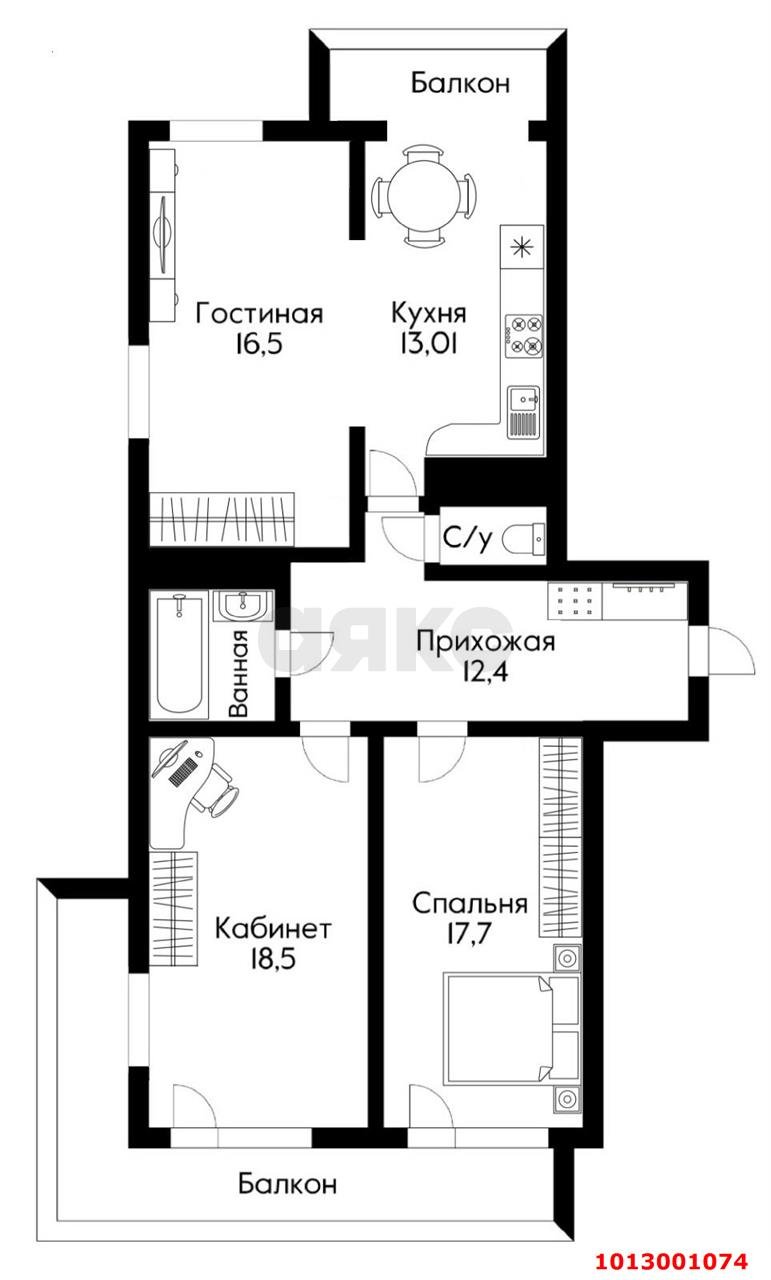 Фото №2: 3-комнатная квартира 100 м² - Краснодар, Комсомольский, ул. Тюляева, 3/2