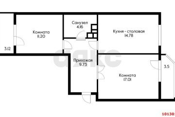 Фото №2: 2-комнатная квартира 56 м² - Краснодар, мкр. жилой комплекс Ural, ул. Уральская, 87/7