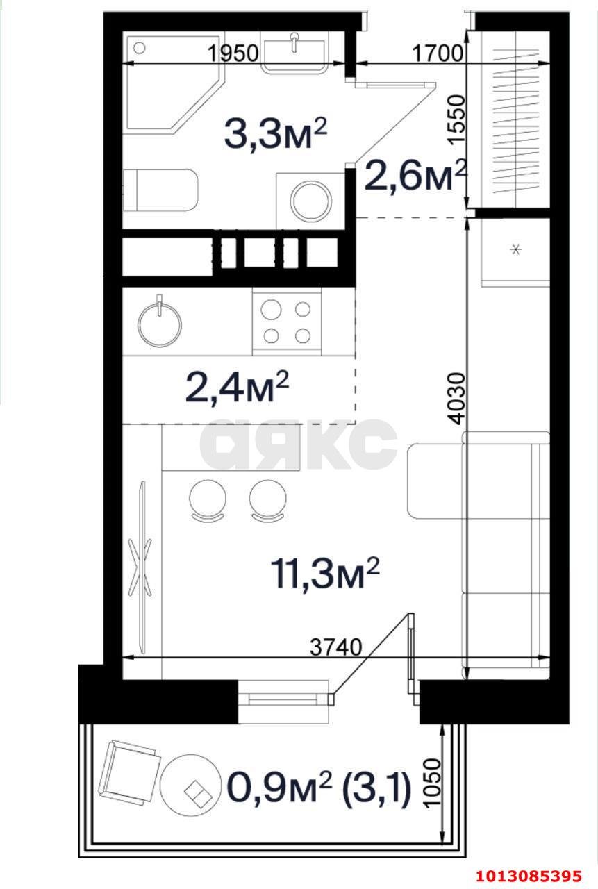 Фото №9: Студия 23 м² - Краснодар, Прикубанский внутригородской округ, мкр. жилой комплекс Спортивная Деревня, ул. имени Генерала Корнилова, 14к1