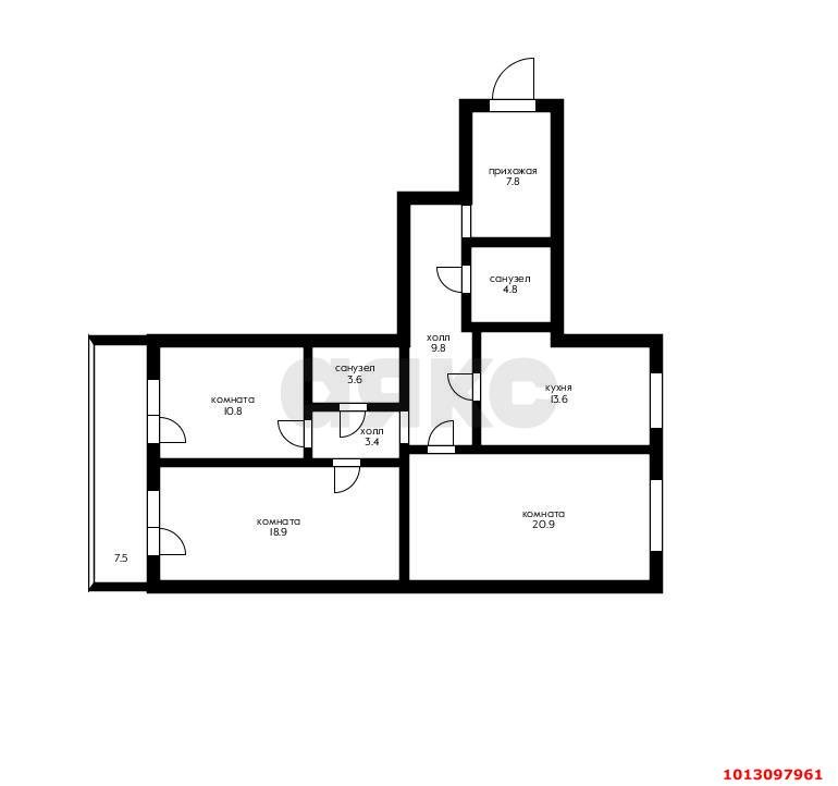 Фото №1: 3-комнатная квартира 100 м² - Афипский, ул. Пушкина, 132/2