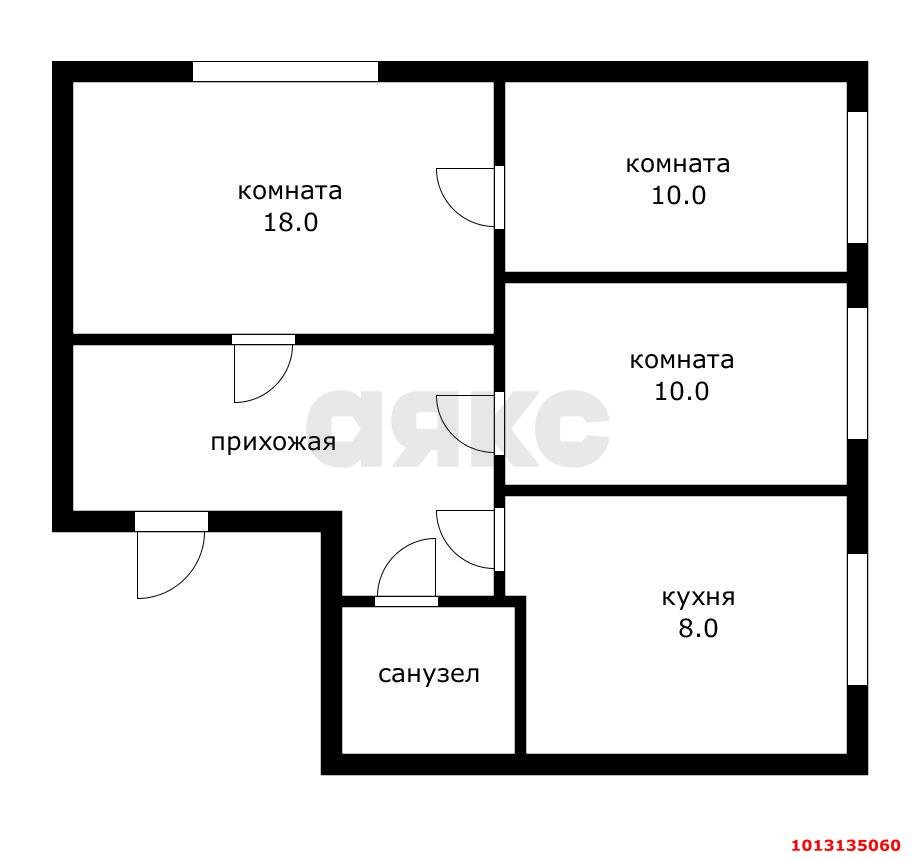 Фото №6: 3-комнатная квартира 45 м² - Прикубанский, ул. Космонавтов, 5