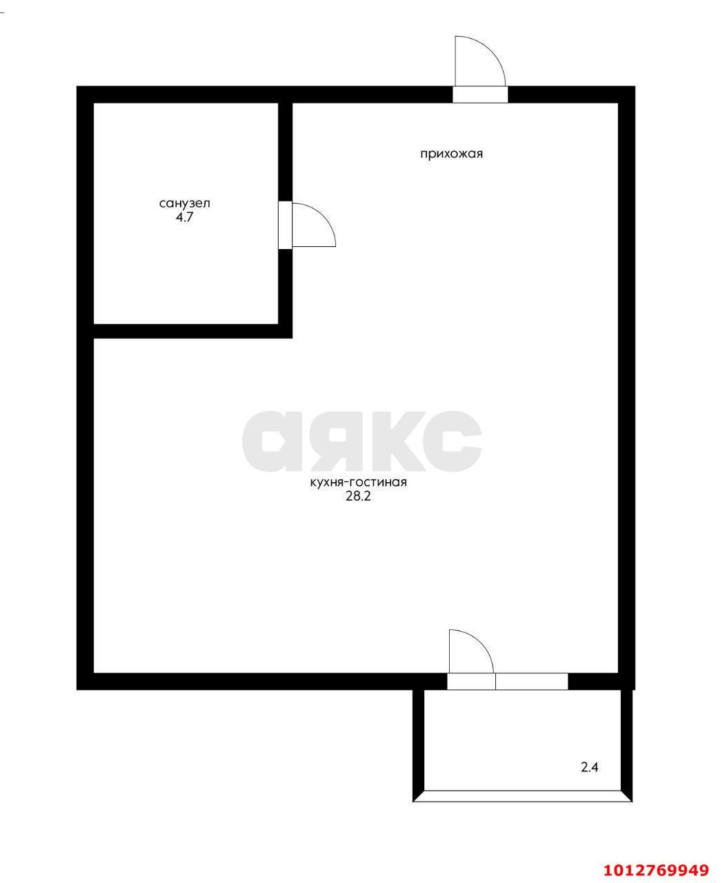 Фото №3: Студия 32 м² - Новая Адыгея, жилой комплекс Мега, ул. Бжегокайская, 90/5к3