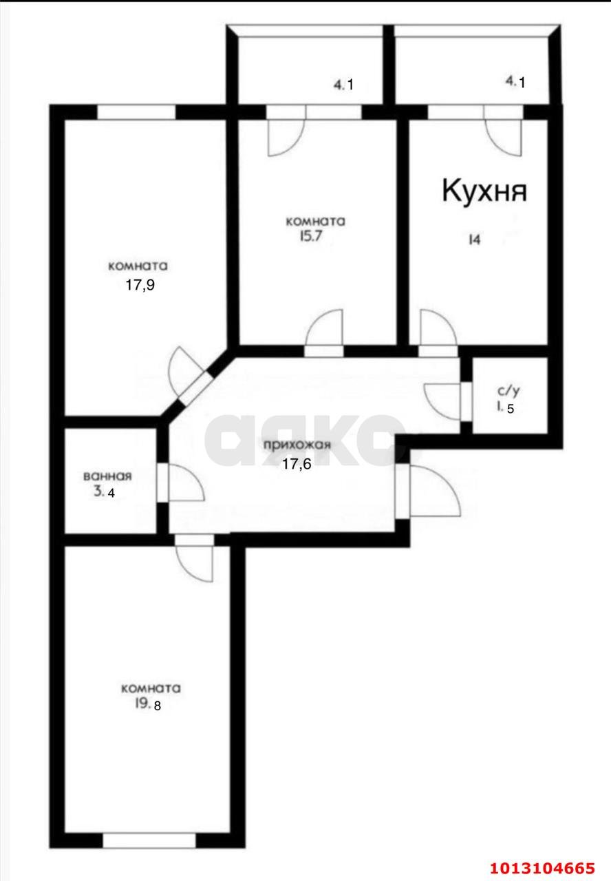 Фото №4: 3-комнатная квартира 98 м² - Краснодар, жилой комплекс Авиатор, 