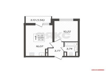 Фото №5: 1-комнатная квартира 35 м² - Краснодар, мкр. жилой комплекс Ural, ул. Уральская, 87/7