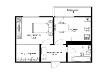 Фото №3: 1-комнатная квартира 34 м² - Краснодар, мкр. Прикубанский внутригородской округ, ул. Конгрессная, 41к1
