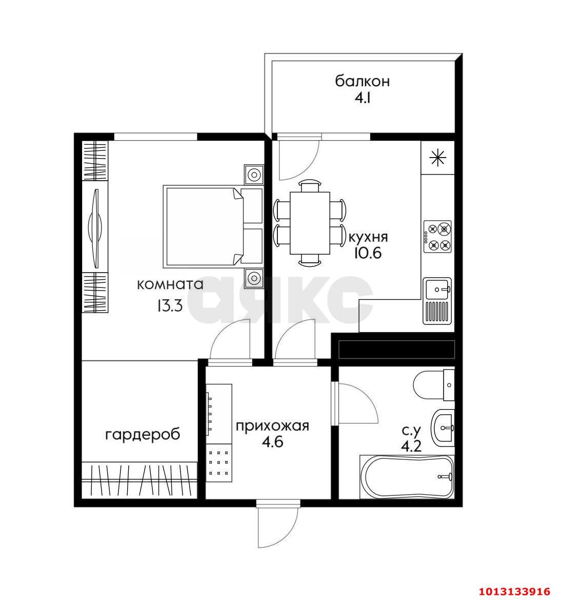Фото №3: 1-комнатная квартира 34 м² - Краснодар, жилой комплекс Отражение, ул. Конгрессная, 41к1