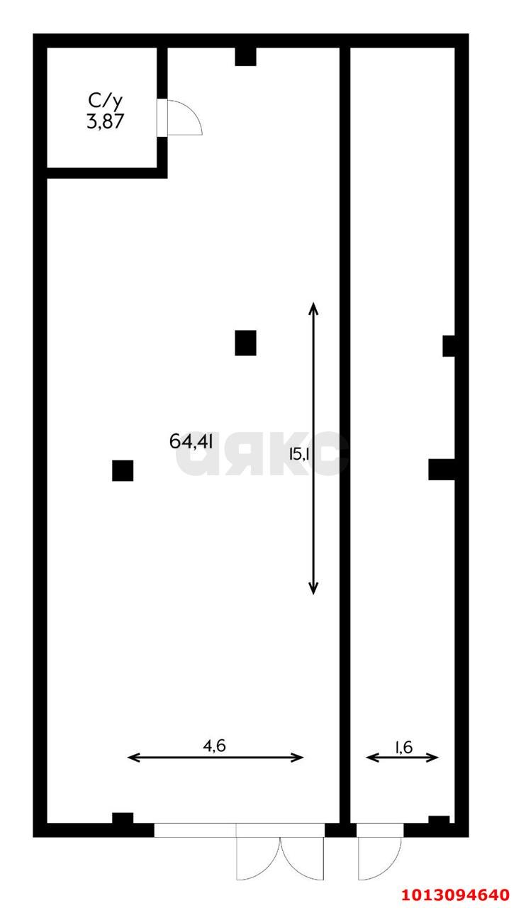 Фото №4: Торговое помещение <span class="whitespace-nowrap">68 м²</span>, <span class="whitespace-nowrap">1/24 эт.</span> - Краснодар, Карасунский внутригородской округ, Хлопчато-бумажный Комбинат, мкр. жилой комплекс Режиссёр, ул. Уральская, 100/6